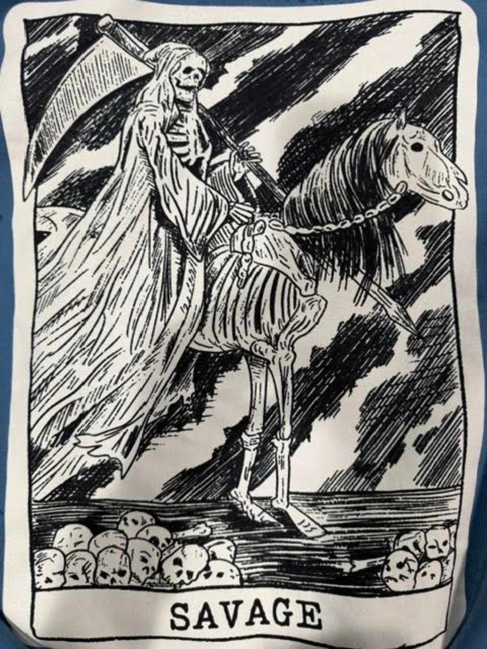 Fresh Laundry Boys Hoodie Blue Grim Reaper Skeleton Savage Tarot Card Large